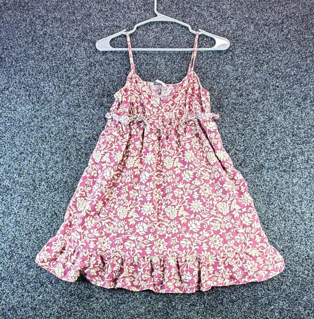 American Eagle Girls Pink/White Floral Ruffle Hem Sleeveless Size S